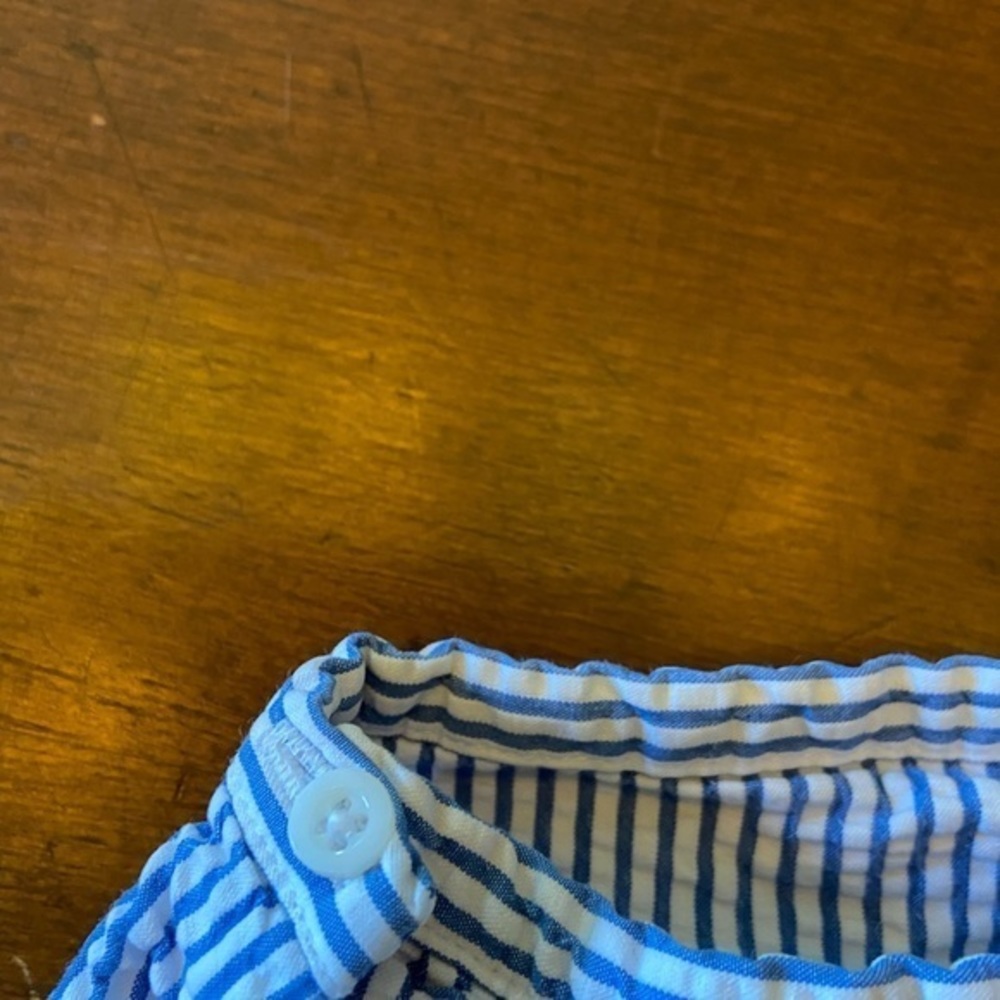 Llbean Size Medium Button Down Blue, White Stripe… - image 3